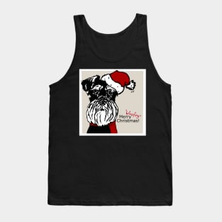 Merry Woofing Christmas Miniature Schnauzer Dog in Santa Hat Tank Top